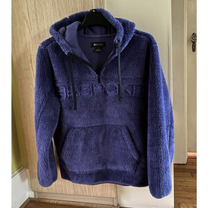 BESPOKE Sherpa 1/4 Zip Pullover Hoodie w/ Pockets Plum Purple Sz Large